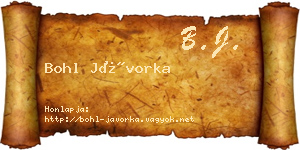 Bohl Jávorka névjegykártya